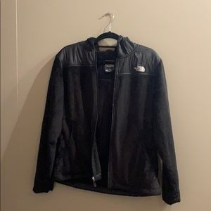 Black Fuzzy North Face jacket